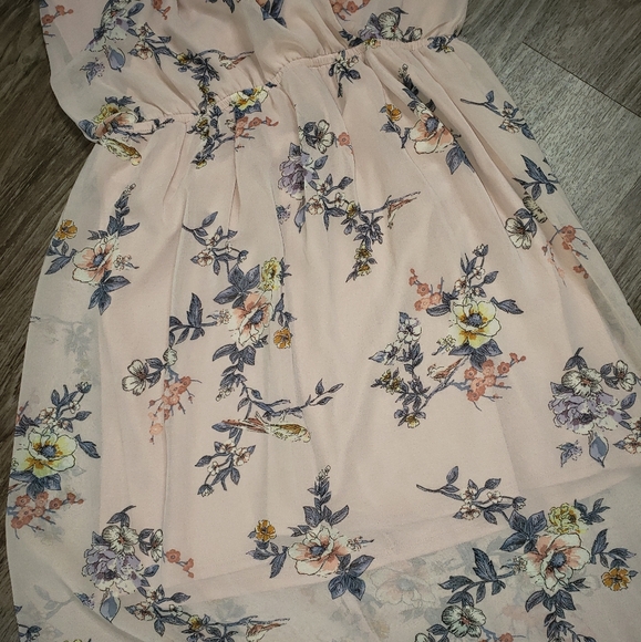 Lily Rose Lavender Floral Chiffon Maxi Dress Wrap Neckline Boho Peasant Girly MD - Picture 10 of 13